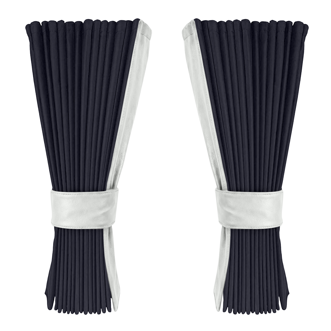 Gardin stålgrå alcantar med nappa