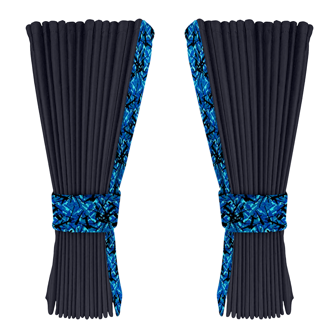 Gardin stålgrå alcantar med plys - Blå - KJoF -