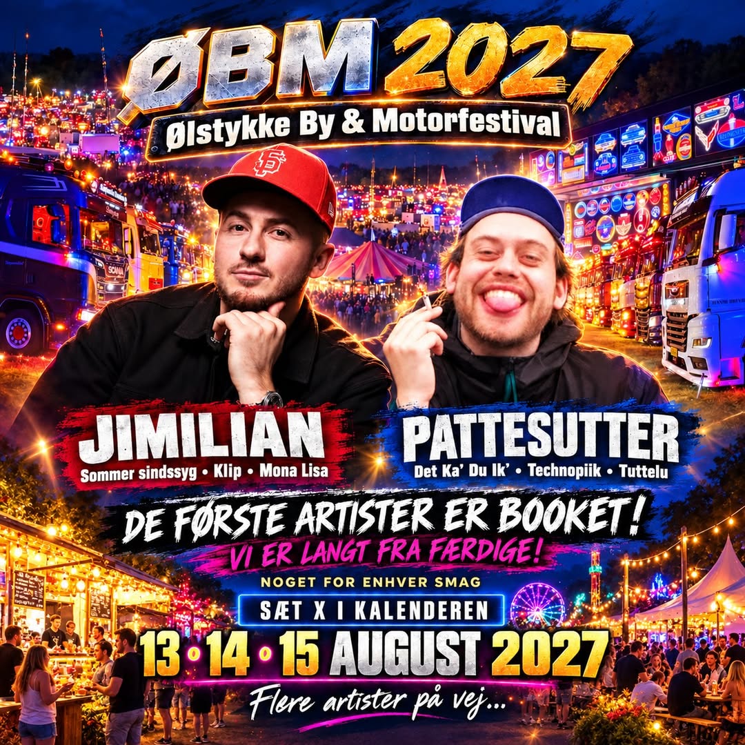 Ølstykke By & Motorfestival 2027 skruer op: Jimilian og Pattesutter kommer! - KJoF