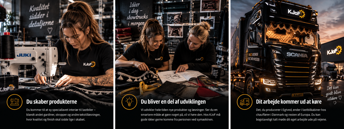 Cover billede som viser hvad man laver, og man bliver en del af udviklingen hos KJoF og vores produkter bliver lavet til brug i virkeligheden