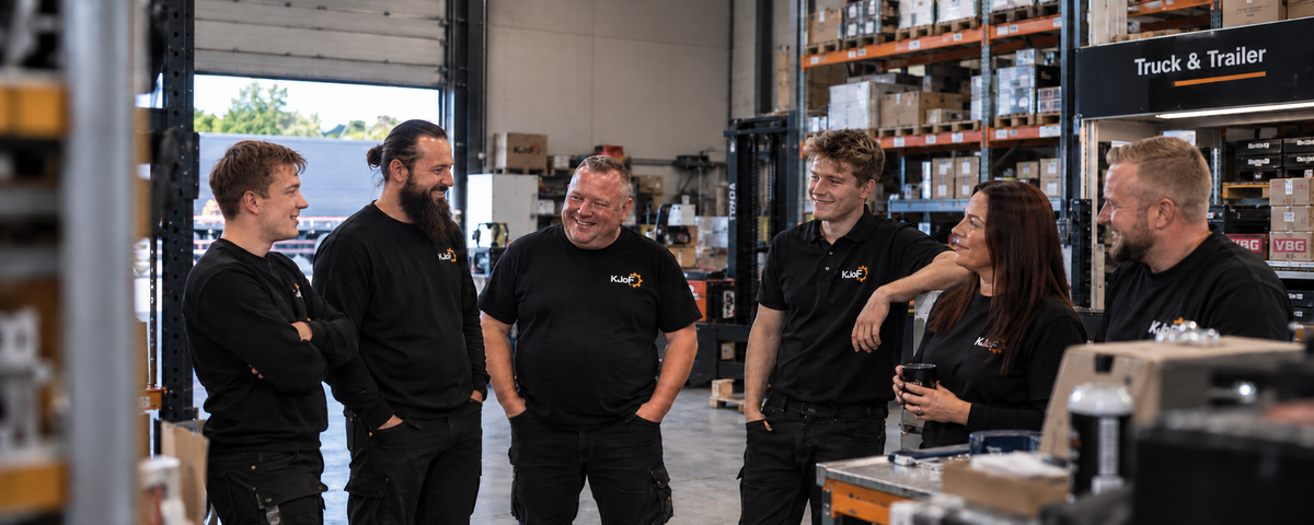 Billedet viser 6 medarbejdere som arbejder hos KJoF