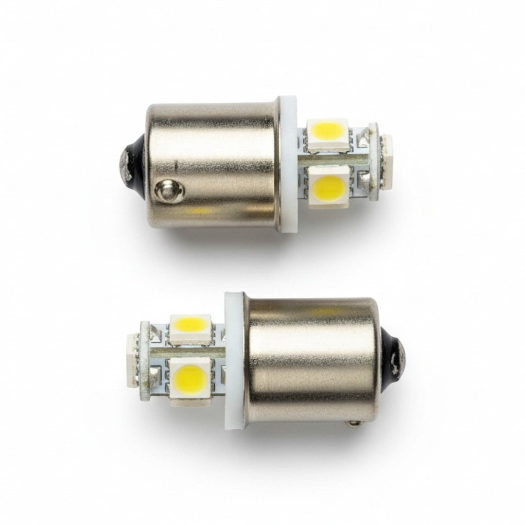 BA15S 5 LED pærer - Hvid - BA15S 5 LED 12 - 24V - KJoF - 