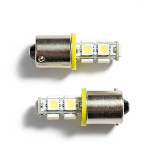 BA15S 9 LED pærer - Gul - BA15S 9 LED 12 - 24V - KJoF - 