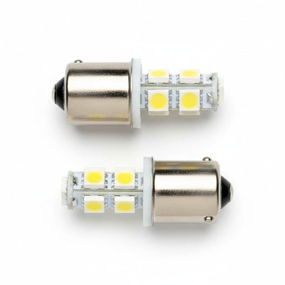 BA15S 9 LED pærer - Hvid - BA15S 9 LED 12 - 24V - KJoF - 