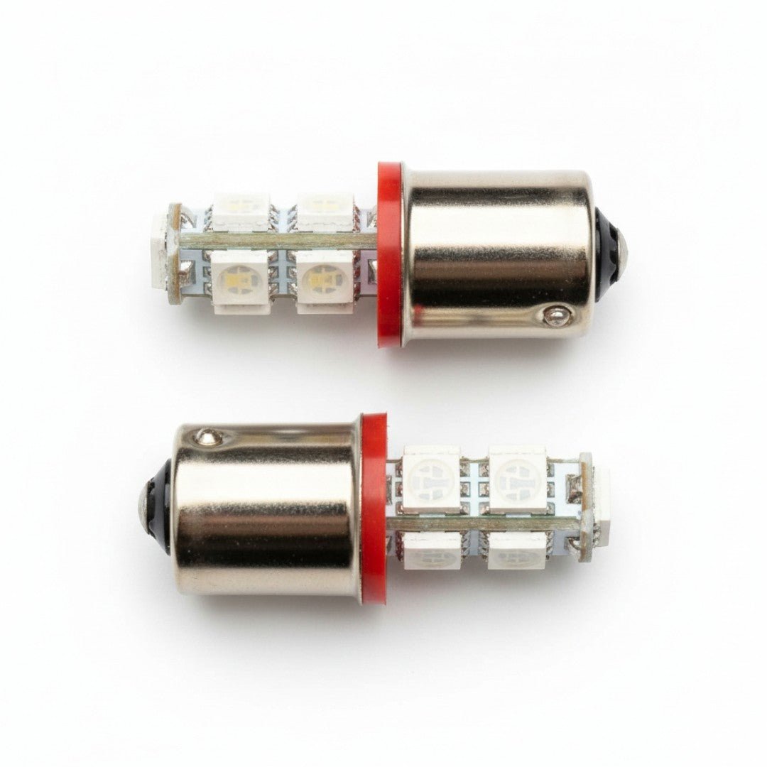 BA15S 9 LED pærer - Rød - BA15S 9 LED 12 - 24V - KJoF - 