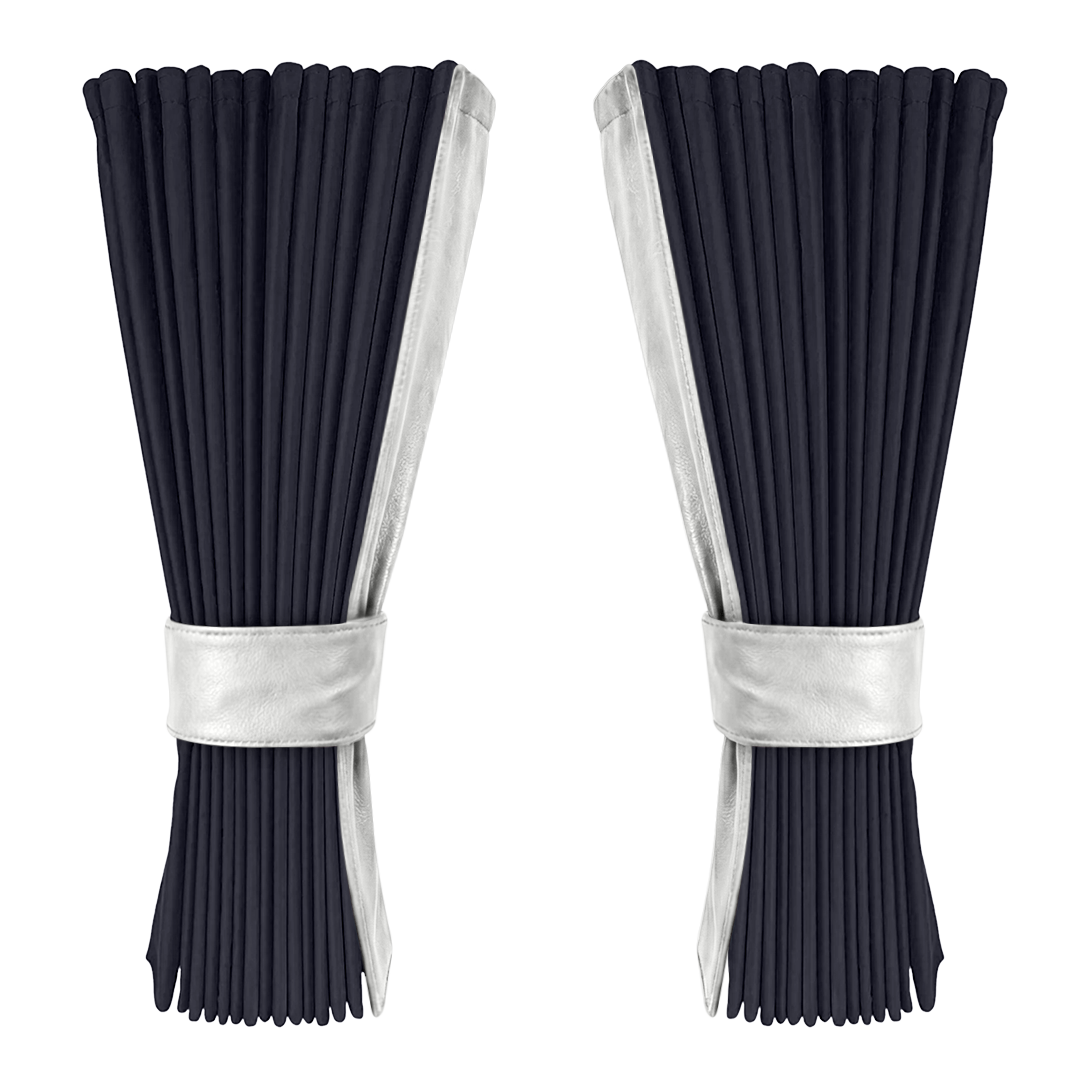 Gardin stålgrå alcantar med nappa