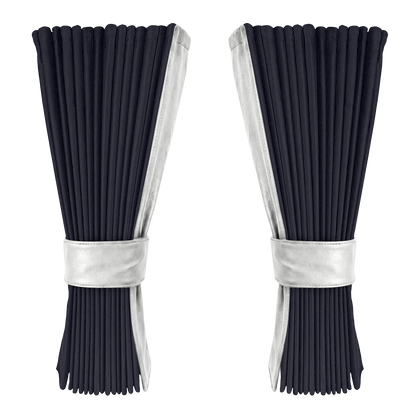 Gardin stålgrå alcantar med nappa