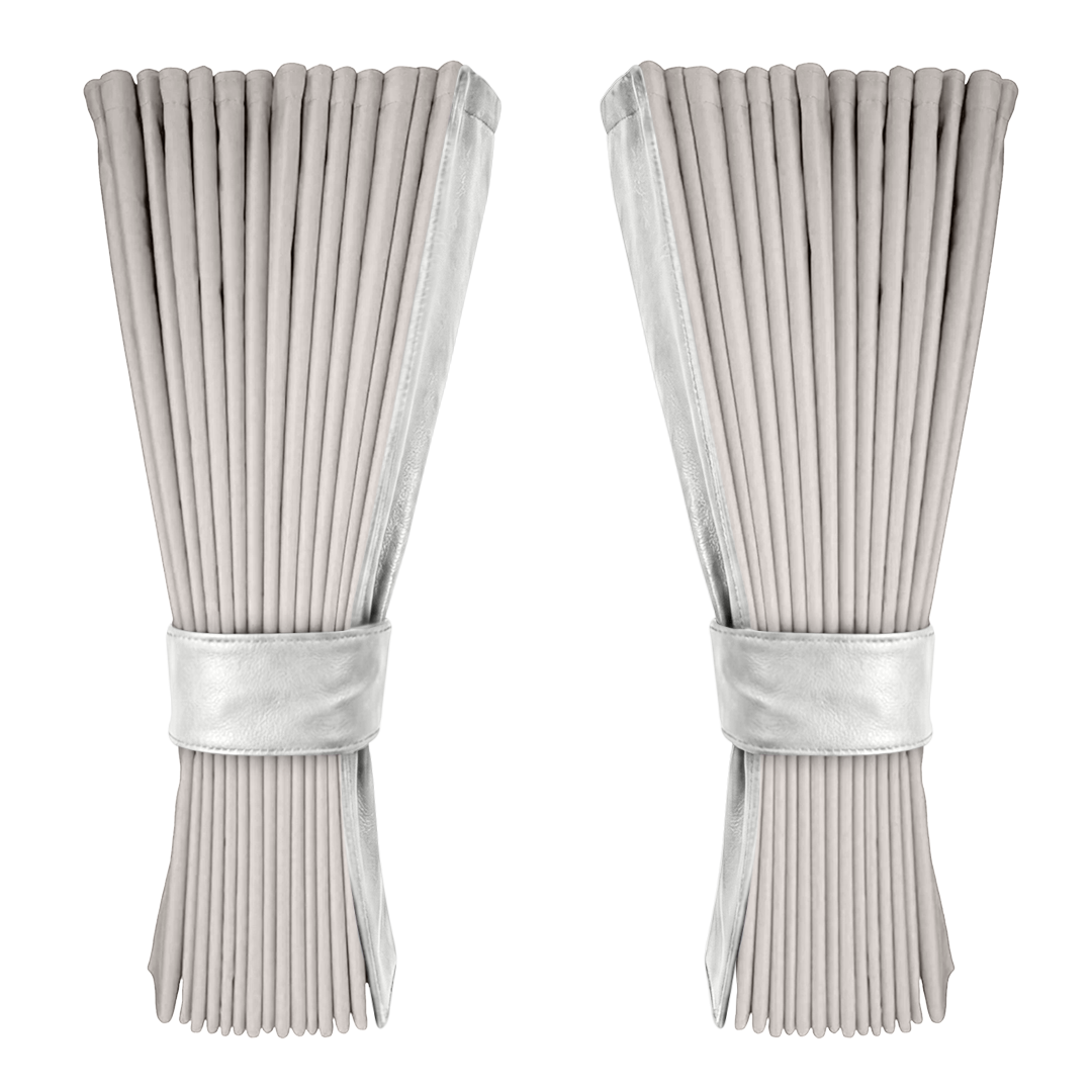 Gardin sølvgrå alcantar med nappa