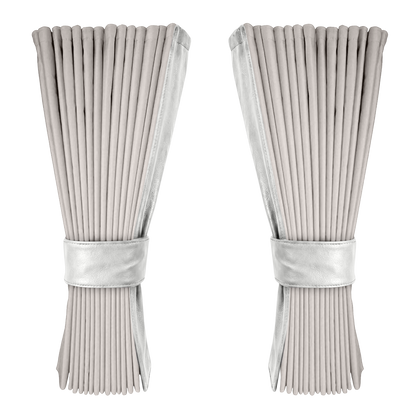 Gardin sølvgrå alcantar med nappa