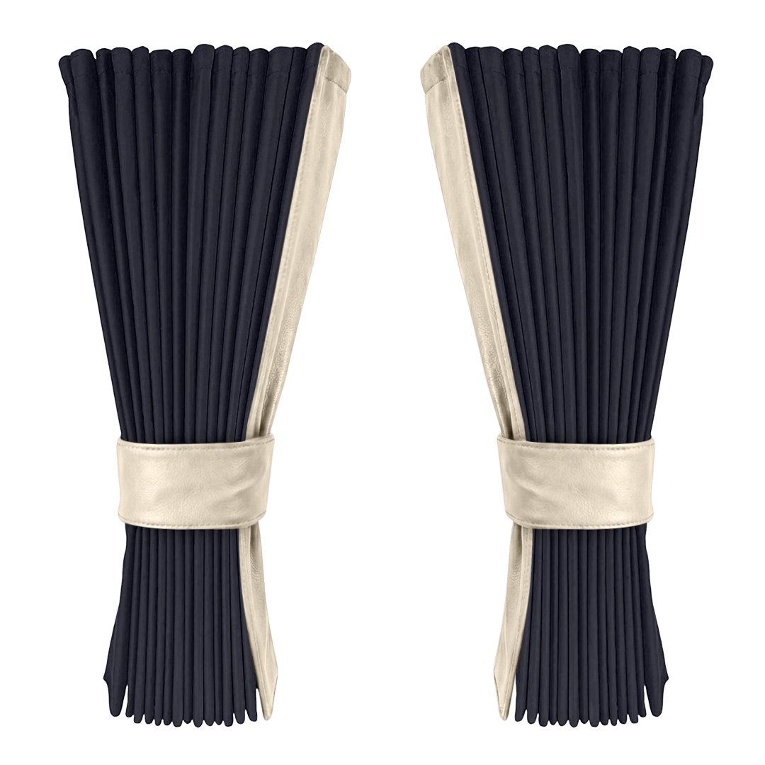 Gardin stålgrå alcantar med nappa