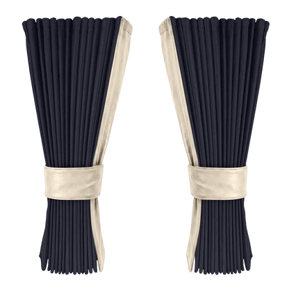 Gardin stålgrå alcantar med nappa