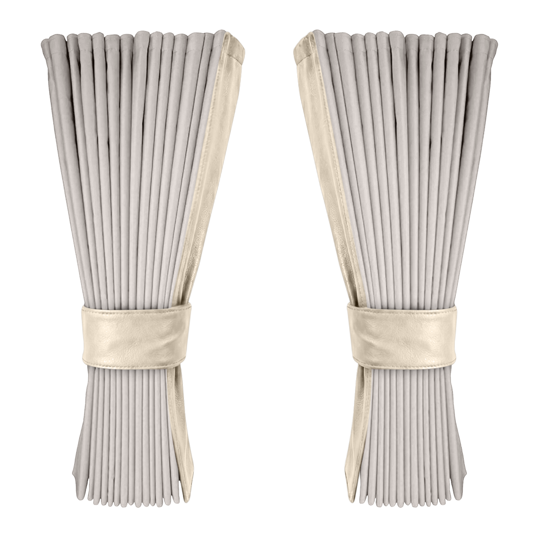 Gardin sølvgrå alcantar med nappa