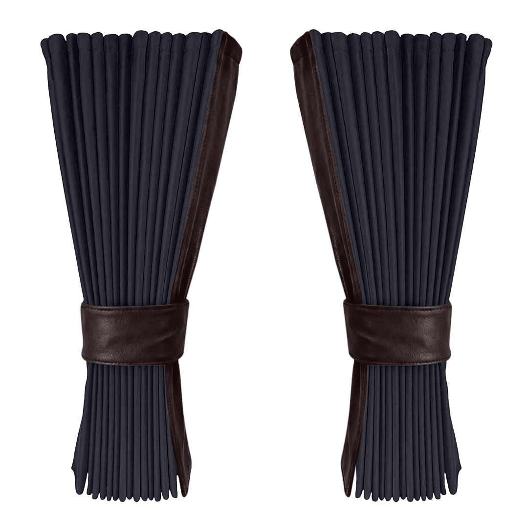 Gardin stålgrå alcantar med nappa