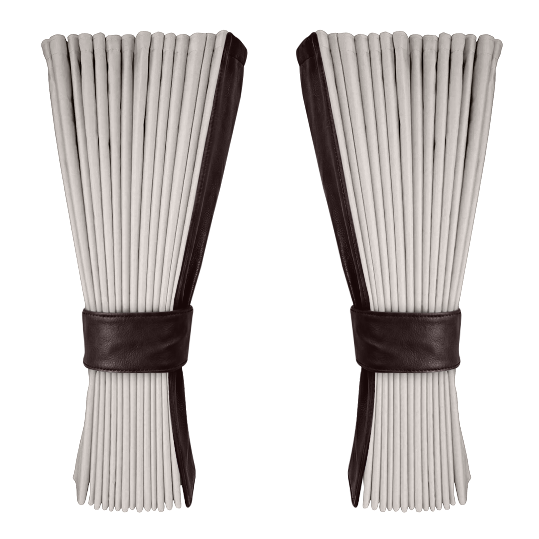 Gardin sølvgrå alcantar med nappa