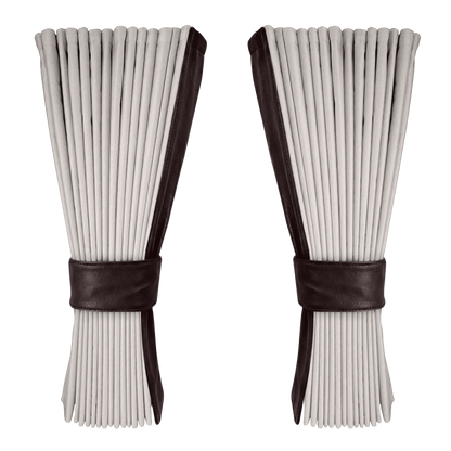 Gardin sølvgrå alcantar med nappa