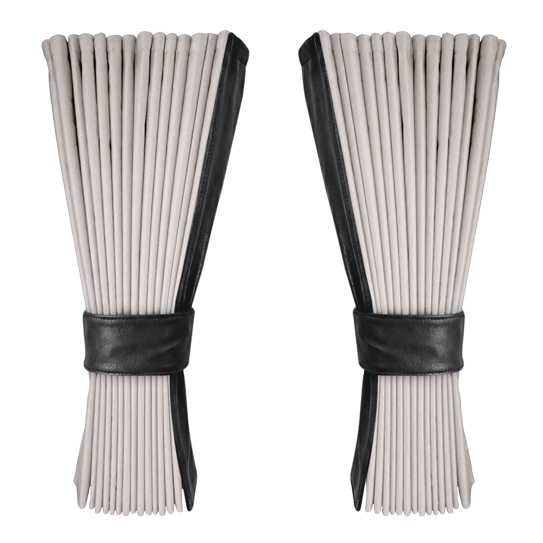 Gardin sølvgrå alcantar med nappa