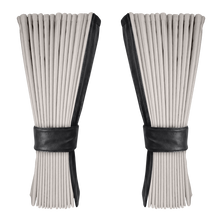 Gardin sølvgrå alcantar med nappa