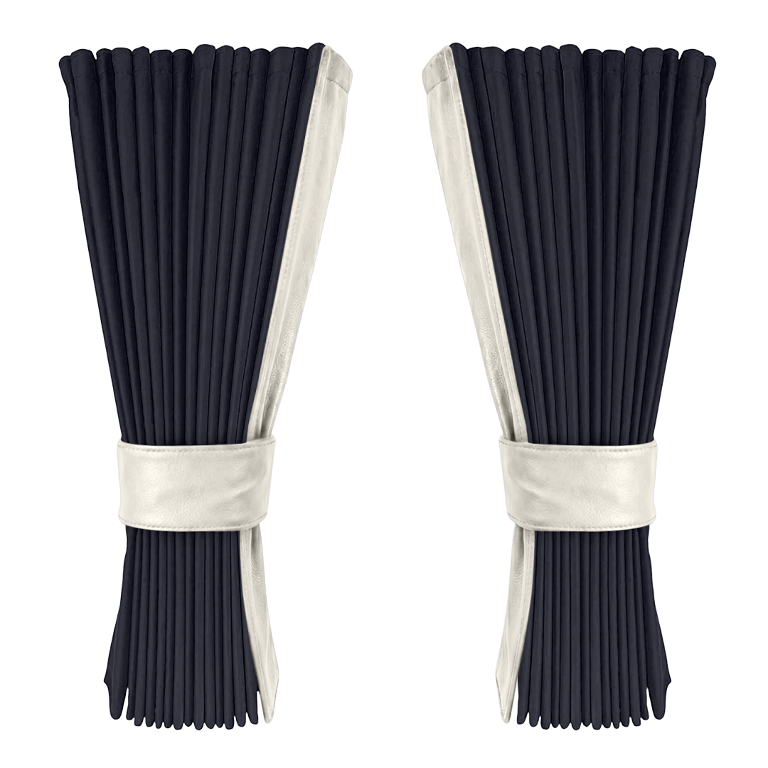 Gardin stålgrå alcantar med nappa