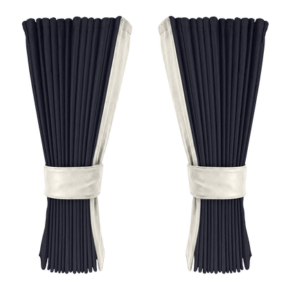 Gardin stålgrå alcantar med nappa