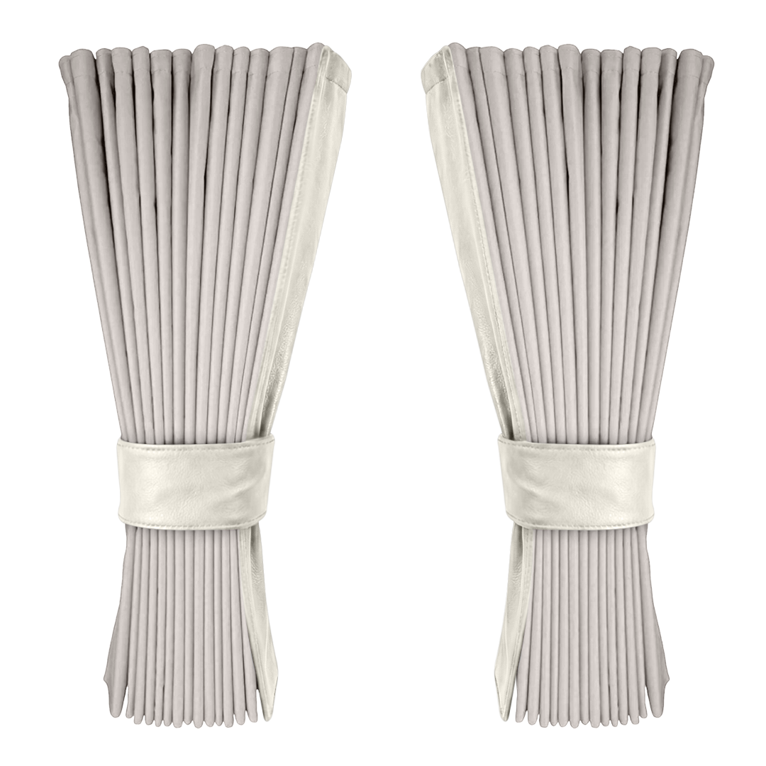 Gardin sølvgrå alcantar med nappa