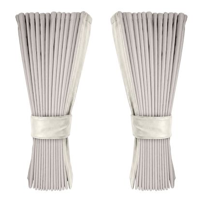 Gardin sølvgrå alcantar med nappa