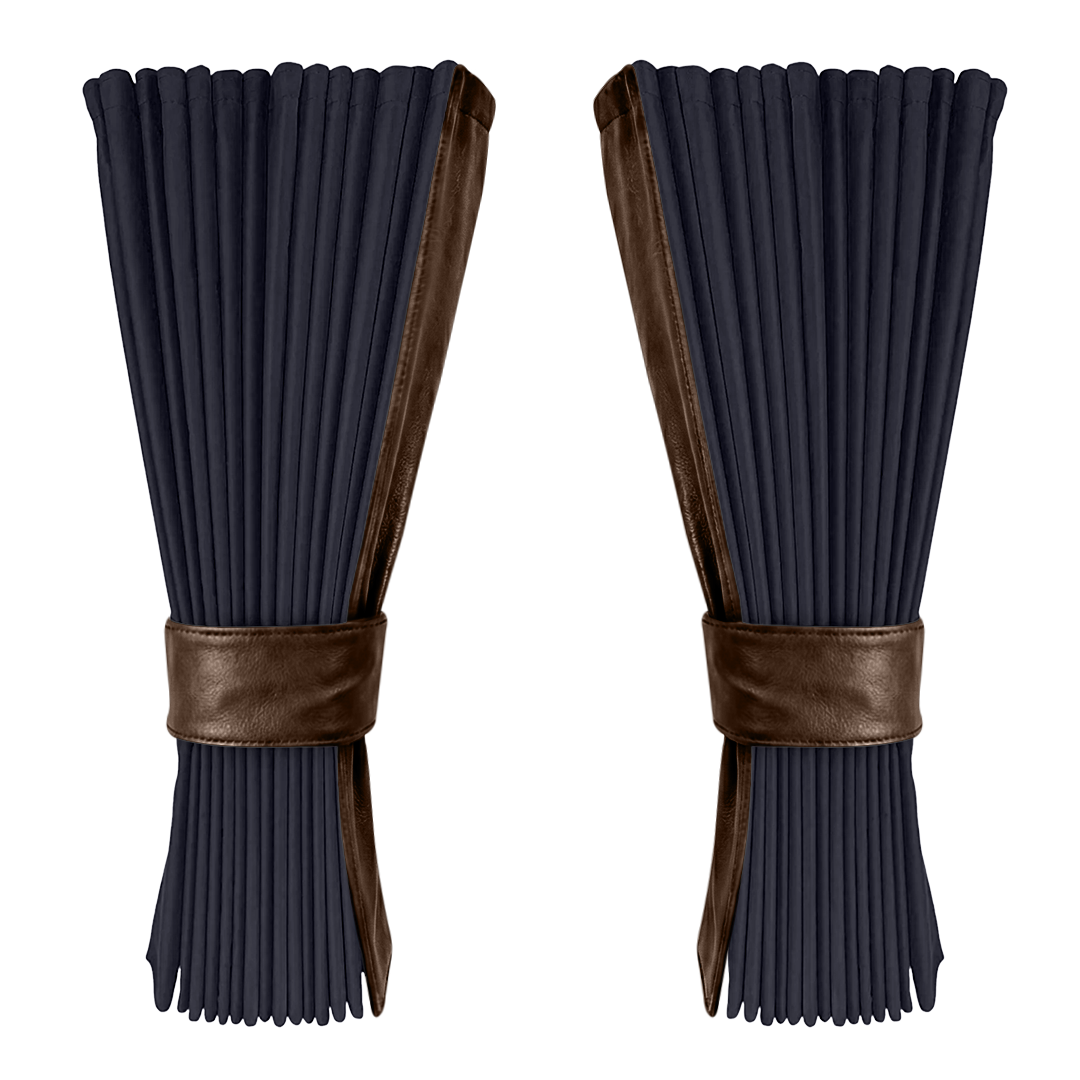 Gardin stålgrå alcantar med nappa