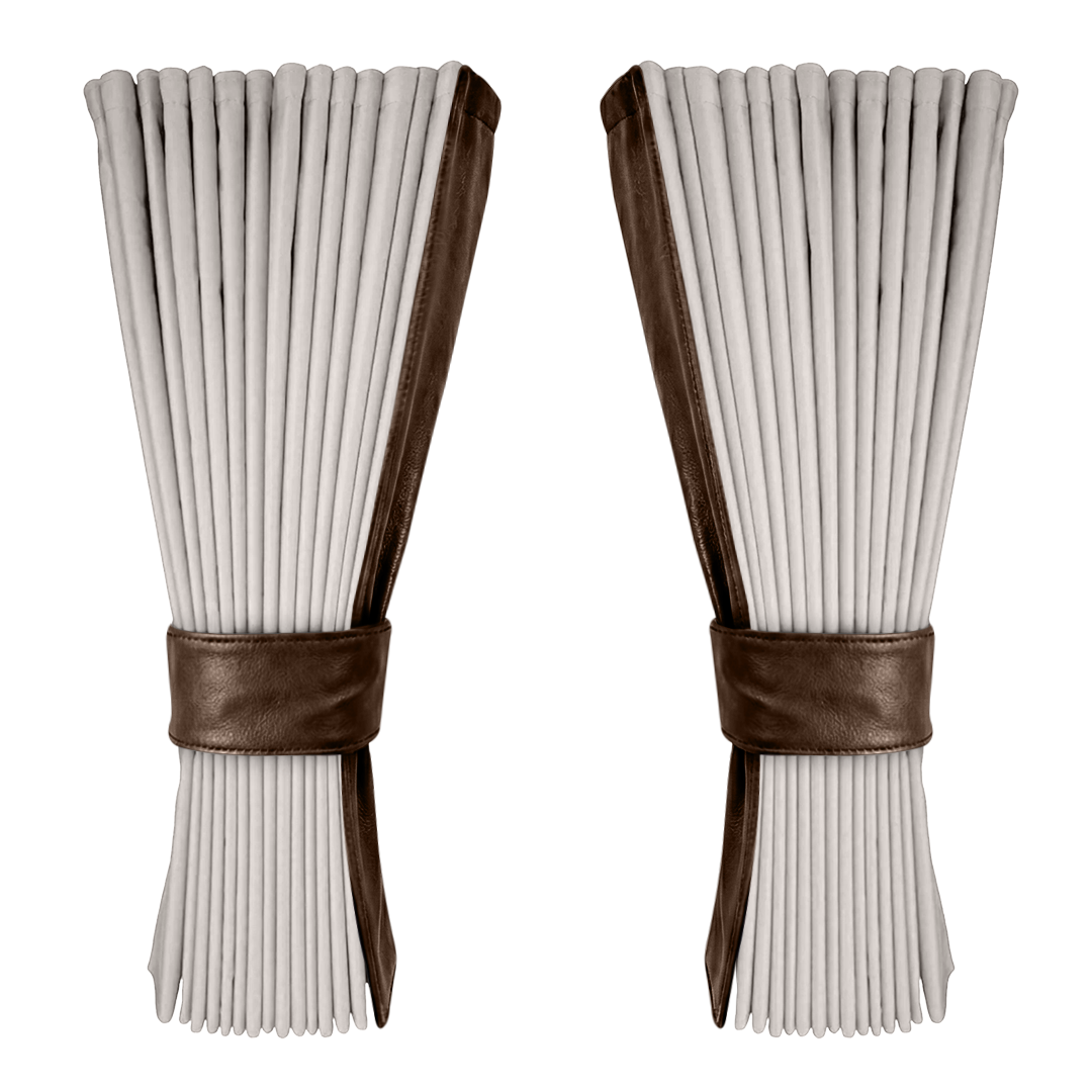 Gardin sølvgrå alcantar med nappa