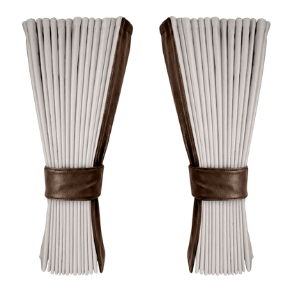 Gardin sølvgrå alcantar med nappa