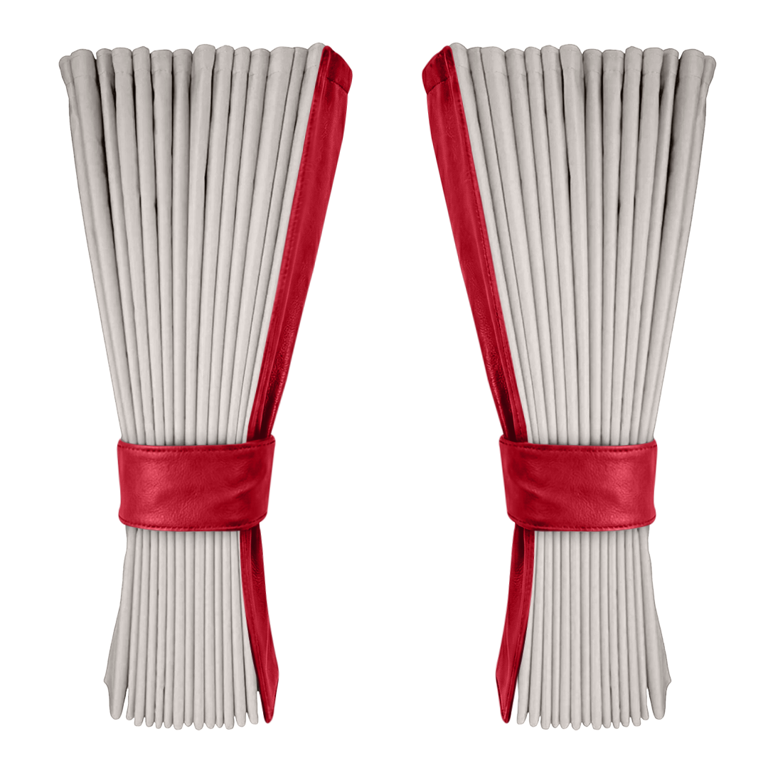 Gardin sølvgrå alcantar med nappa