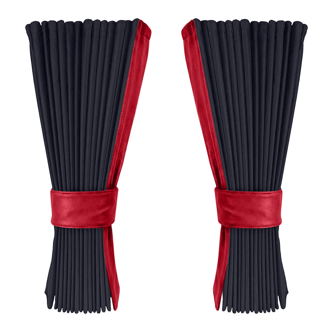 Gardin stålgrå alcantar med nappa