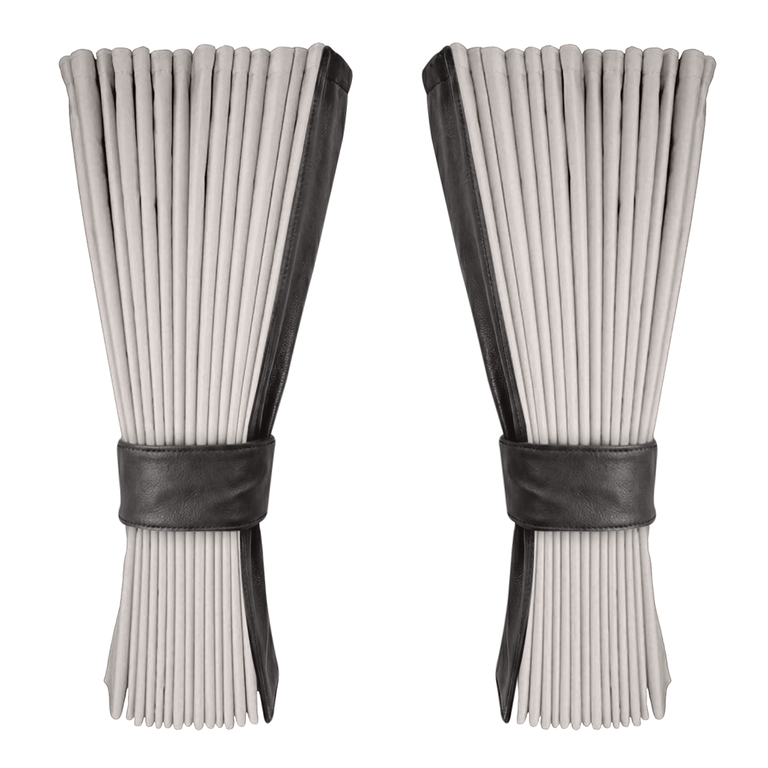 Gardin sølvgrå alcantar med nappa