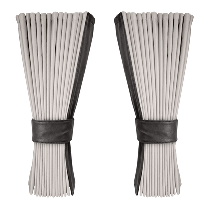 Gardin sølvgrå alcantar med nappa