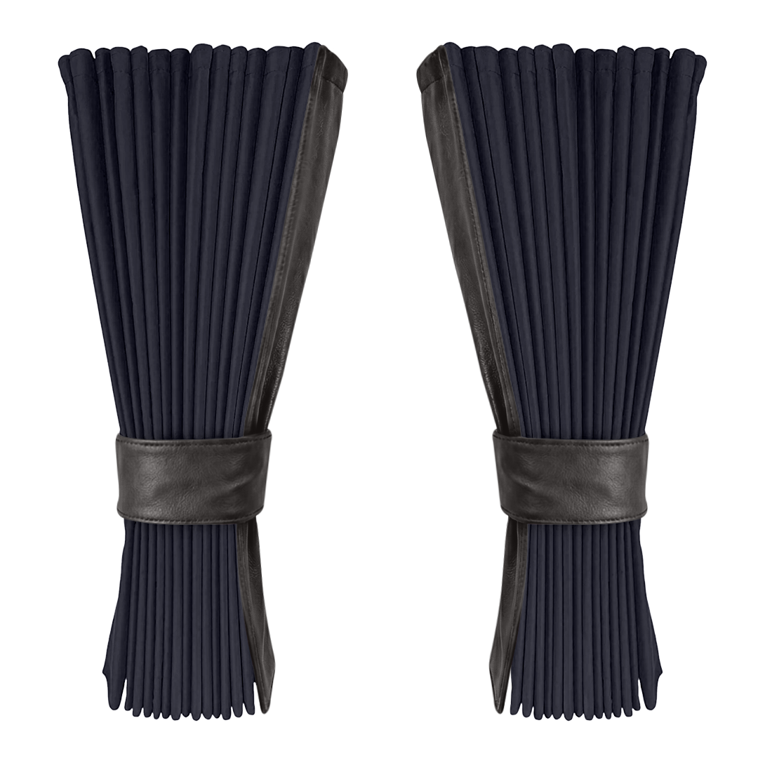 Gardin stålgrå alcantar med nappa