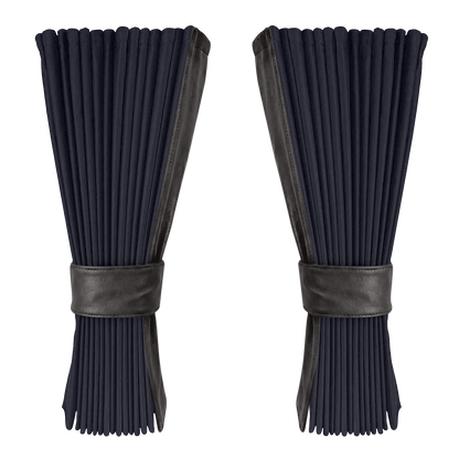 Gardin stålgrå alcantar med nappa