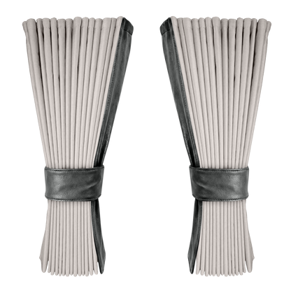 Gardin sølvgrå alcantar med nappa