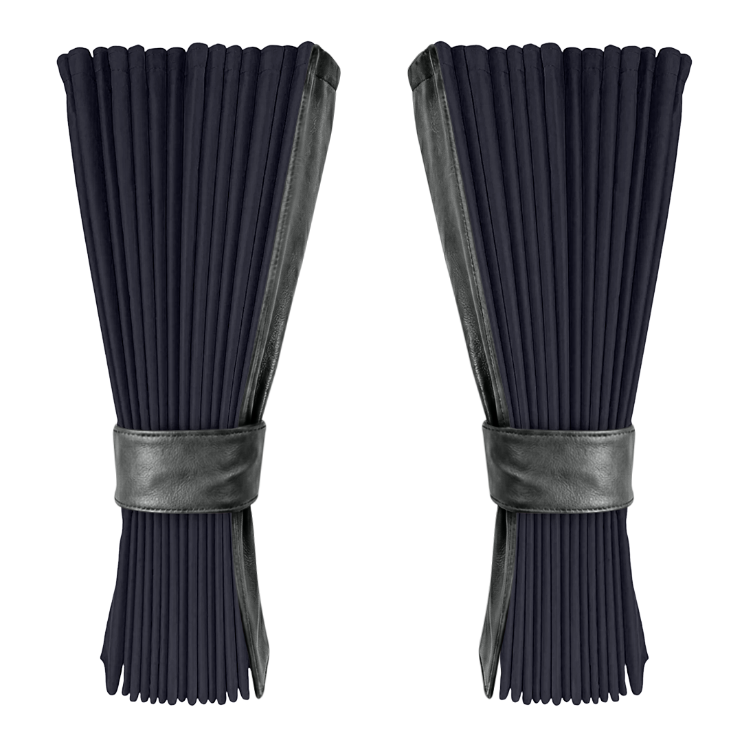 Gardin stålgrå alcantar med nappa