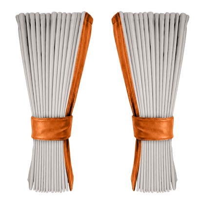 Gardin sølvgrå alcantar med nappa