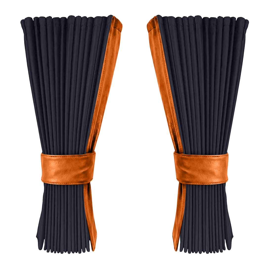 Gardin stålgrå alcantar med nappa