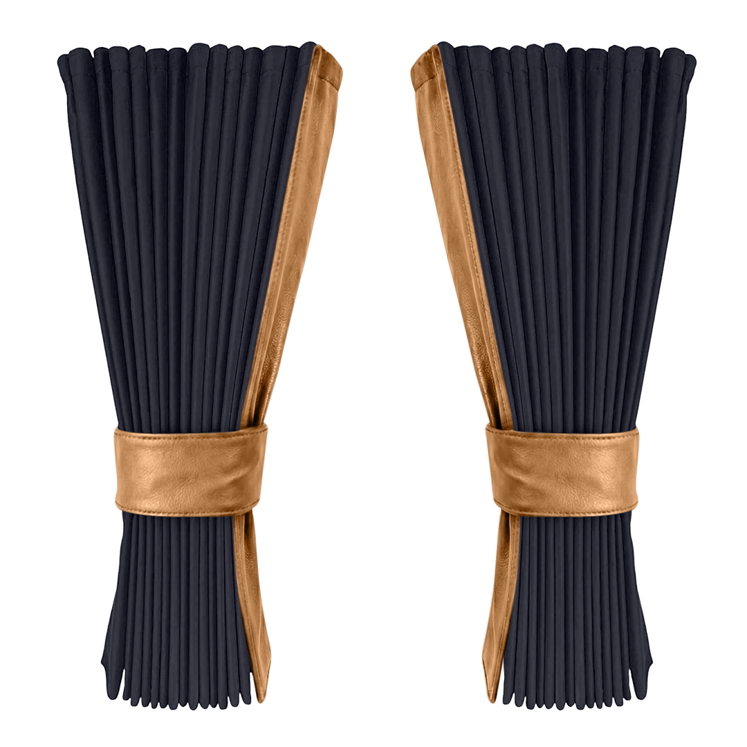 Gardin stålgrå alcantar med nappa