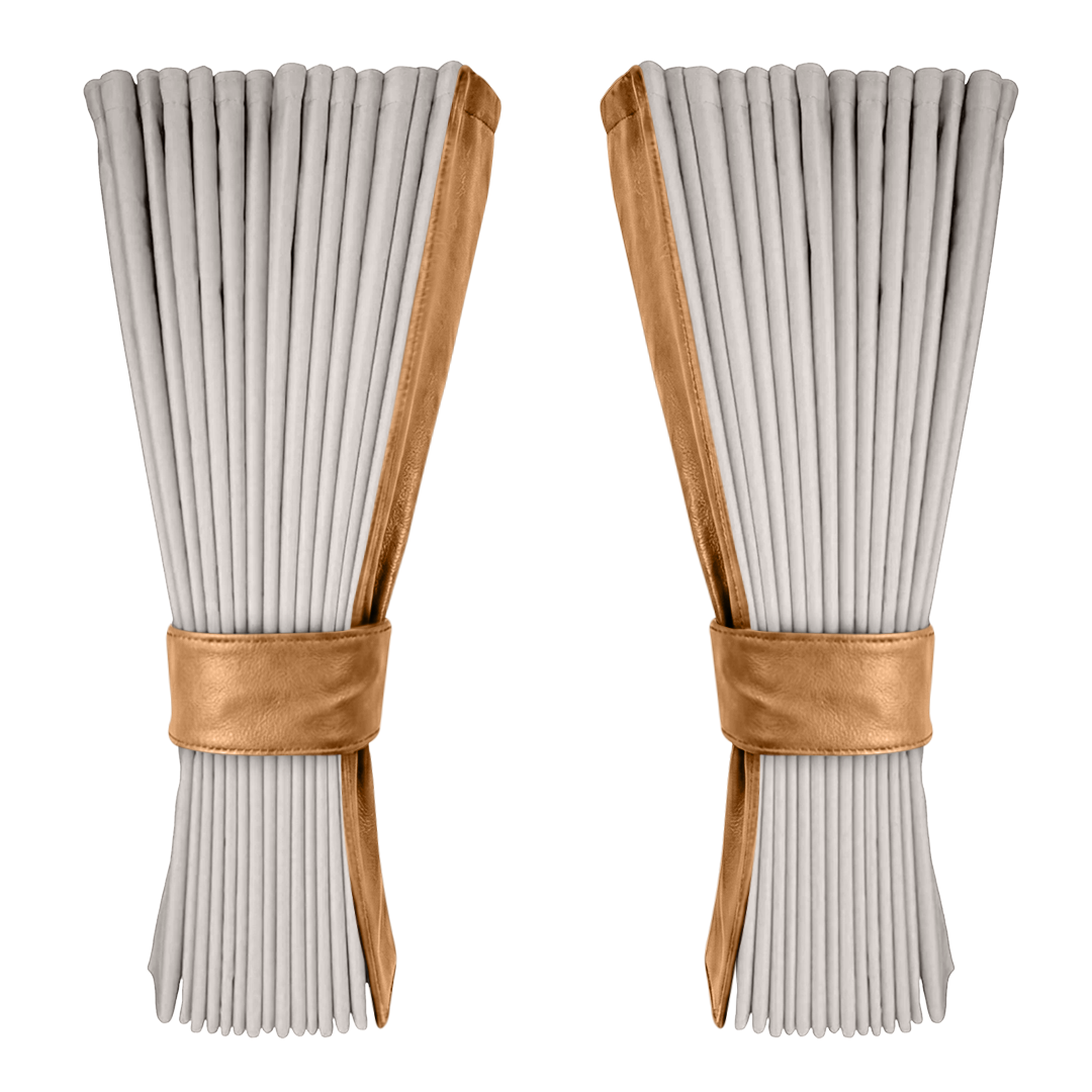 Gardin sølvgrå alcantar med nappa