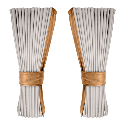 Gardin sølvgrå alcantar med nappa