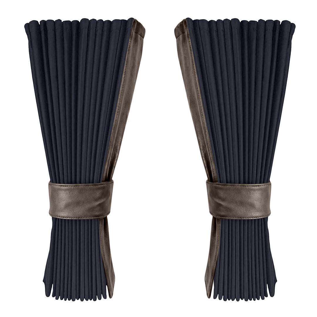 Gardin stålgrå alcantar med nappa