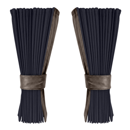 Gardin stålgrå alcantar med nappa