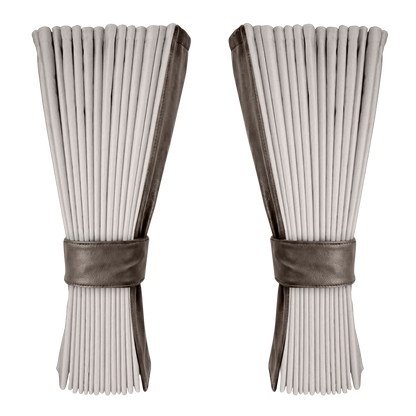 Gardin sølvgrå alcantar med nappa