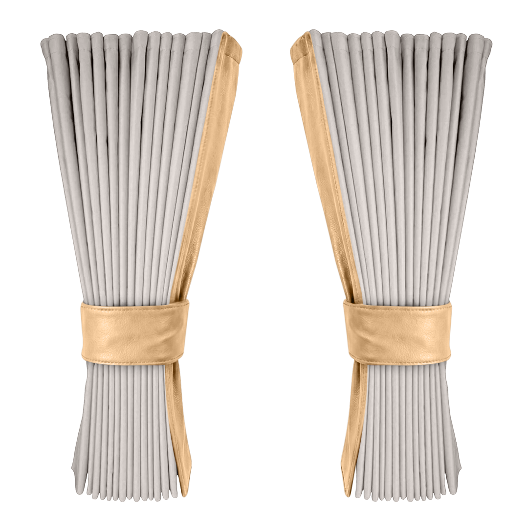 Gardin sølvgrå alcantar med nappa