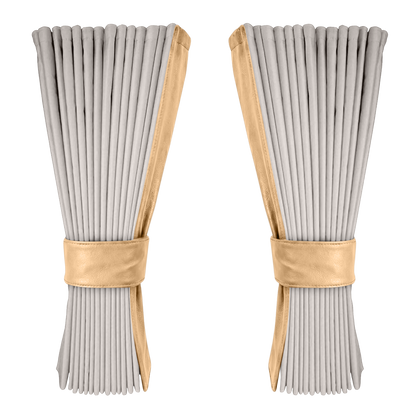 Gardin sølvgrå alcantar med nappa