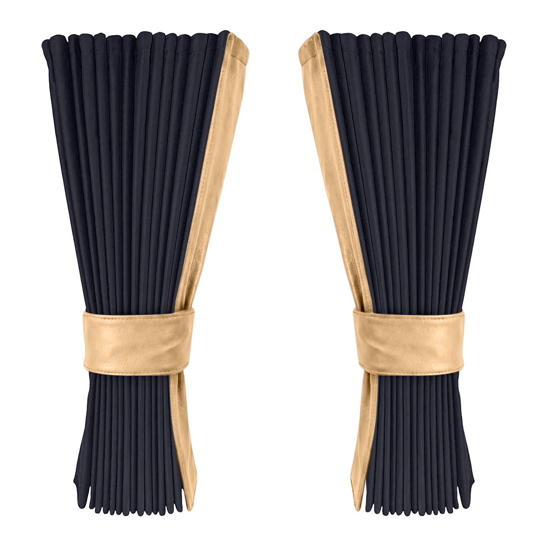 Gardin stålgrå alcantar med nappa