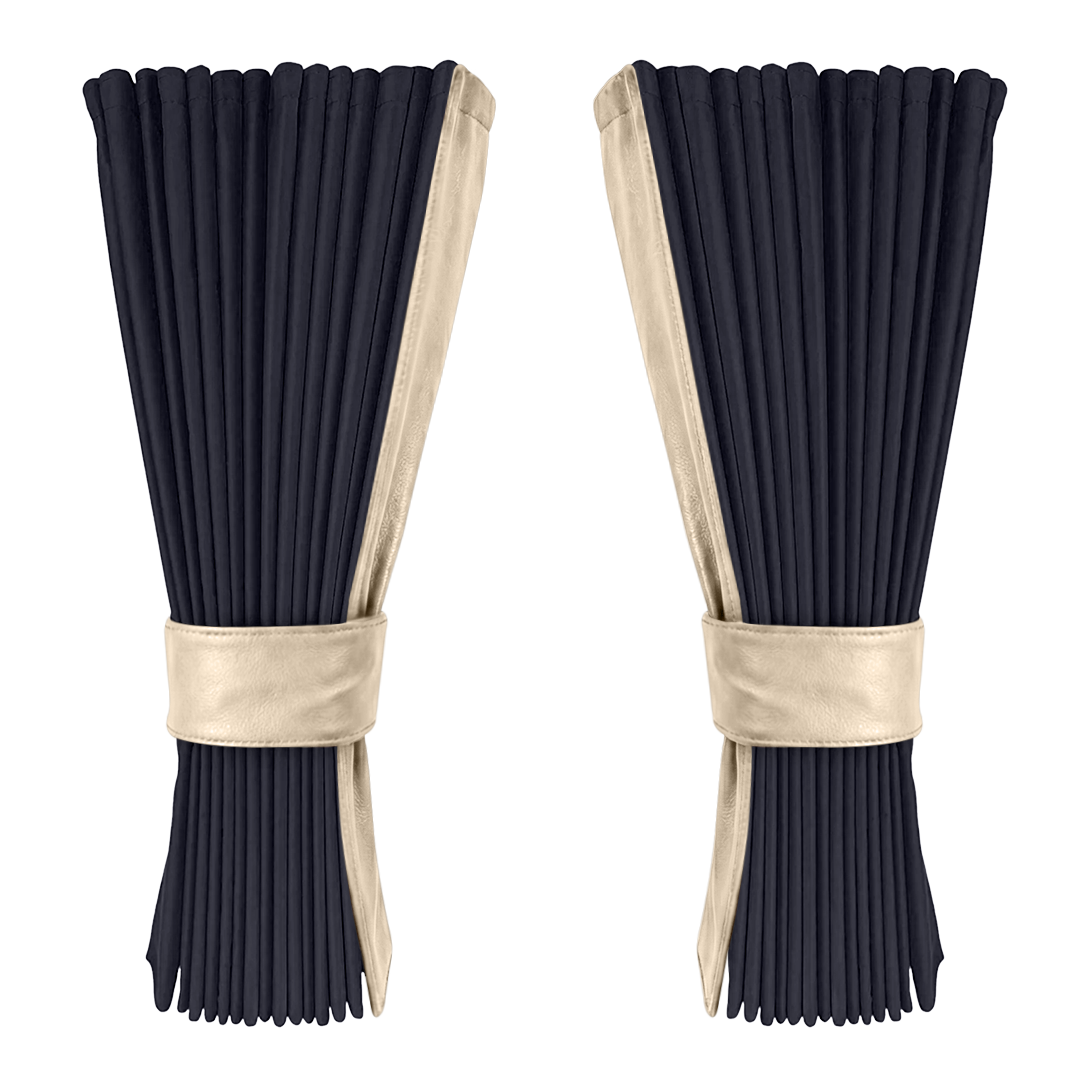 Gardin stålgrå alcantar med nappa