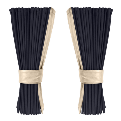 Gardin stålgrå alcantar med nappa