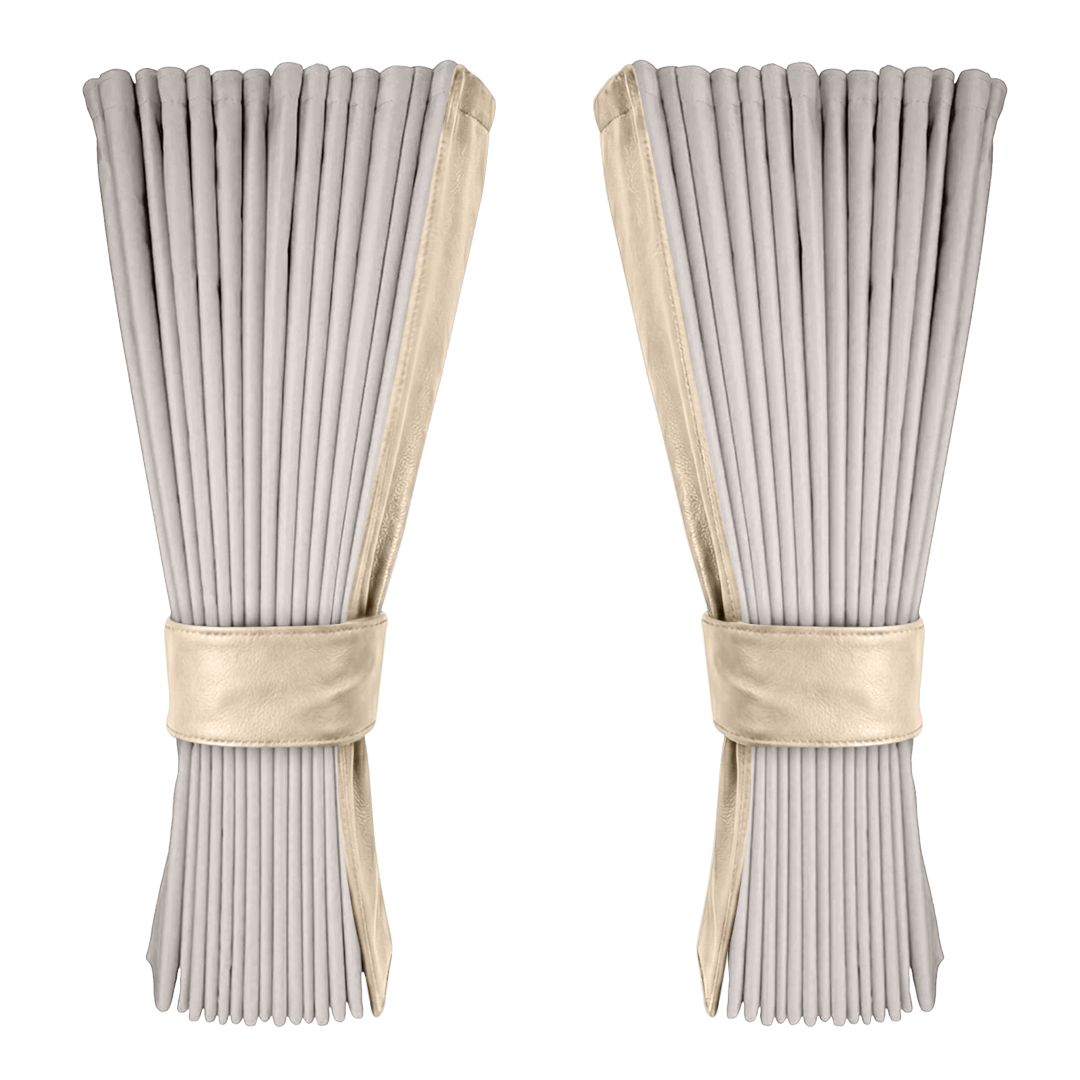 Gardin sølvgrå alcantar med nappa